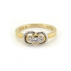 0.33 Carat Diamond Marriage Symbol Ring In 14K Yellow and White Gold