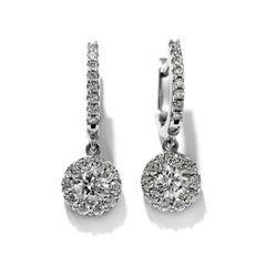 Hearts on Fire Fulfillment Drop Earrings 18Kt White Gold With 2 carats Total Weight Diamonds.