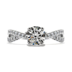 Hearts On Fire Envelop Twist Solitaire Engagement Ring 18kt White Gold with 0.45 Carats Diamonds.