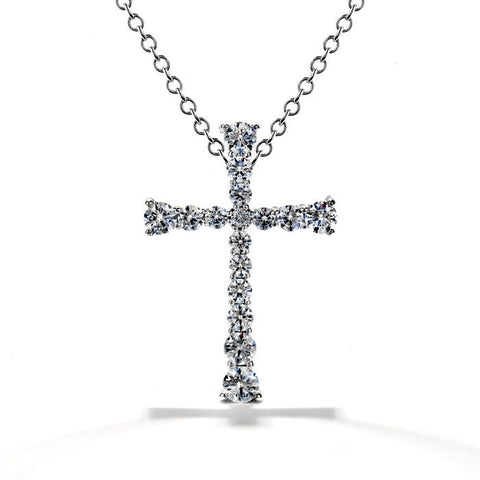 Hearts on Fire Divine Journey Cross Pendant 18kt White Gold With 0.78 Carats VS/SI Clarity and G/H Color Diamonds.