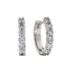 Hearts on Fire Mini Hoop Earrings 18K White Gold With 0.97 Carat Total Diamond Weight