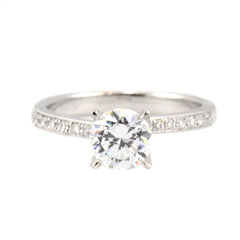 Simon G. 18Kt White Gold Engagement Ring With 0.16 Carat Diamonds.