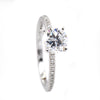 Simon G. 18kt White Gold Engagement Ring With 0.14 Carats Round Diamonds.