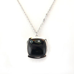 ELLE Sterling Silver Cluster Force Collection Necklace With Black Agate