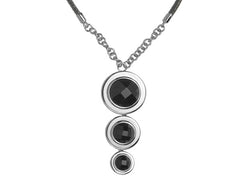 ELLE Sterling Silver Industrial Glam Collection Black Agate Necklace