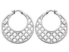 ELLE Sterling Silver Networks Collection Hoop Earrings