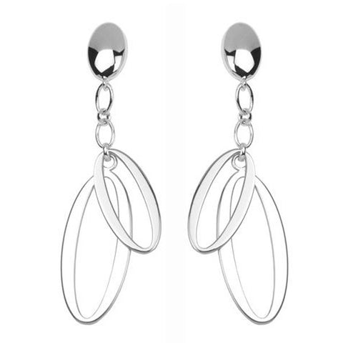 ELLE Sterling Silver Link Up Collection Dangle Earrings