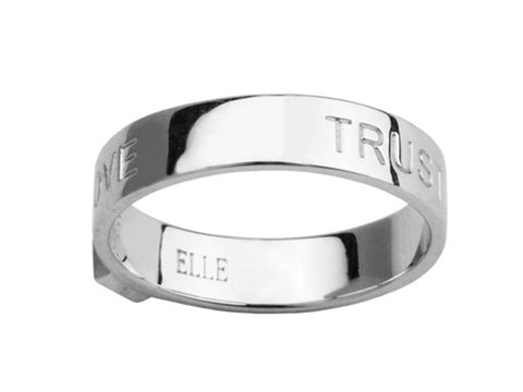 Elle Sterling Silver Love, Trust, Hope Ring,