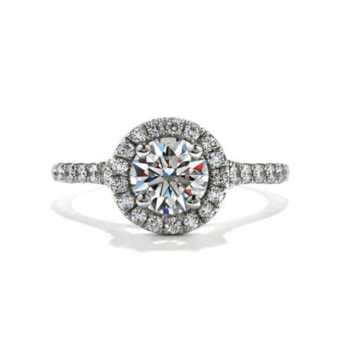 Hearts on Fire Platinum Transcend Single Halo Solitaire Engagement Ring With 0.71 Carat Diamonds